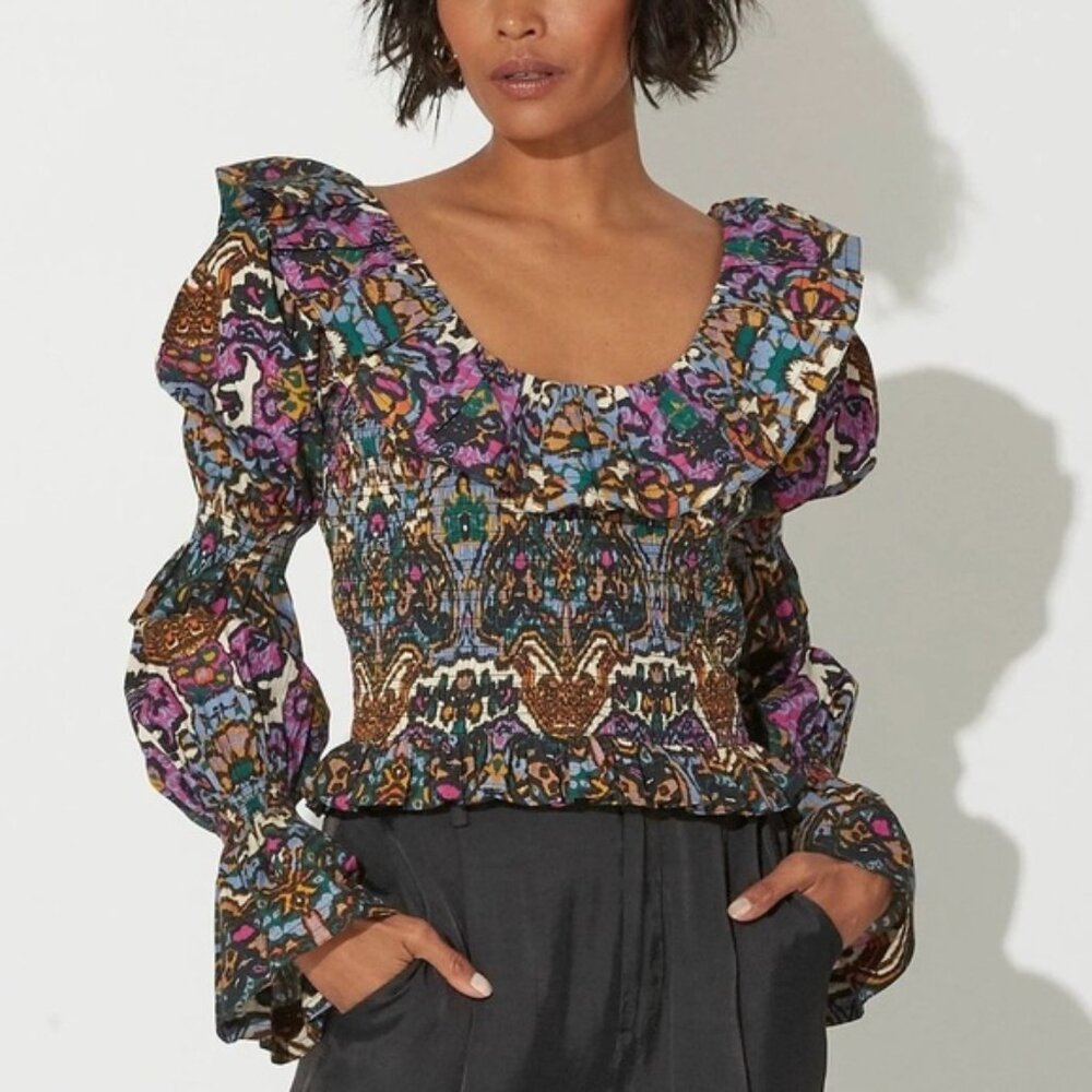 CLEOBELLA NWT Carmilla Mosaic Ikat Print Blouse Size XL